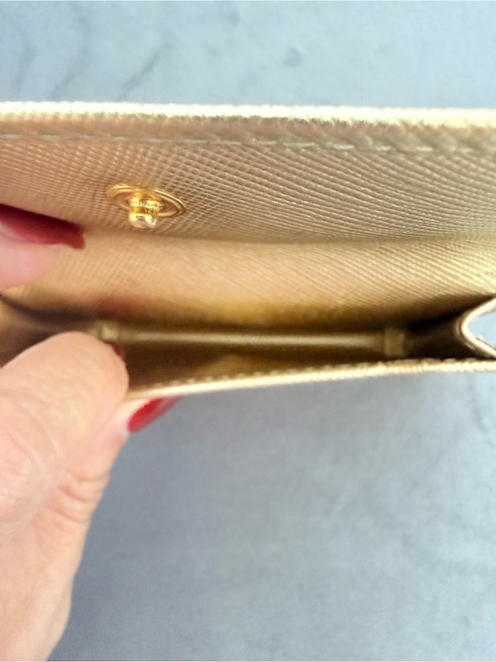 AUTHENTIC Prada Saffiano Leather Card Holder – Metallic Gold - Picture 4 of 4